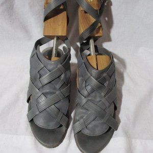 CHLOE Braided ROPE Gladiator SANDAL Flat Shoe Slip-on 36.5 Boho GRAY KHAKI